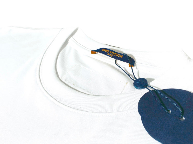 Close-up detail shot of Louis Vuitton cotton t-shirt with relaxed-fit cut