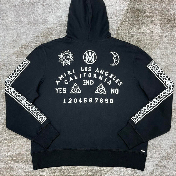 Close-up of Amiri hoodie craftsmanship
