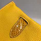 Side view of modern structured handbag
