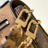 Handle and strap detail of modern everyday-luxe women's handbag – women's statement bag