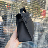 Side view of modernist structured handbag