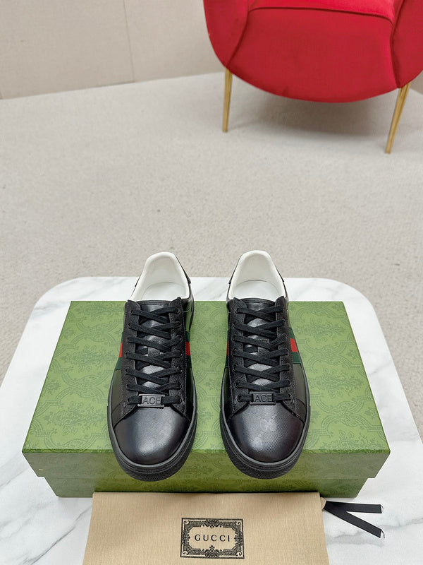 Side profile of Gucci all-black sneakers everyday casual design