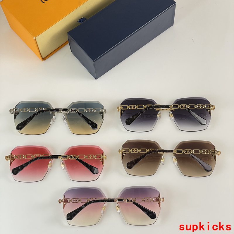 Close-up detail view of Louis Vuitton unisex sunglasses