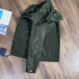 Front view of Louis Vuitton luxury clothing with logo-detail design