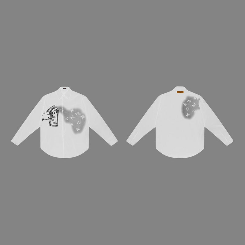 Full styled look of Louis Vuitton luxury clothing with monogram-inspired silhouette