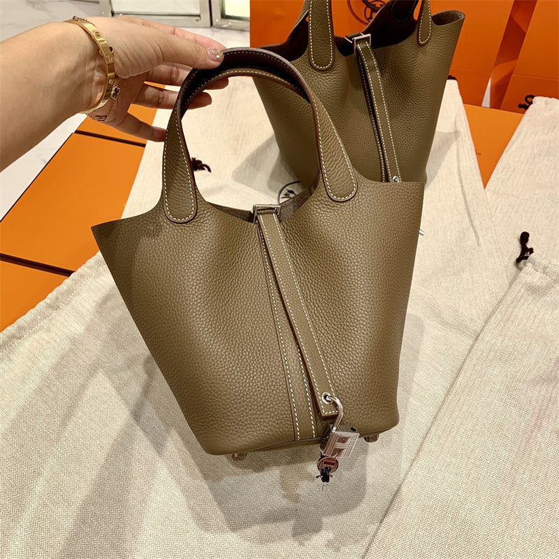 Side view of modern structured handbag