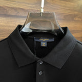 Front view of Louis Vuitton luxury clothing with label-forward styling