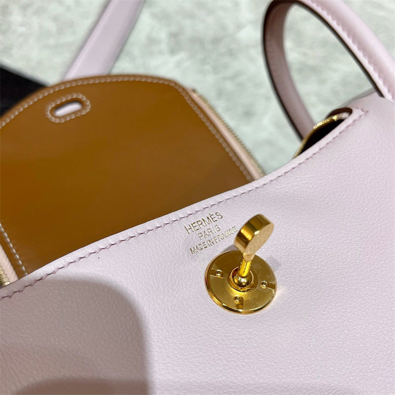 Side view of considered structured handbag