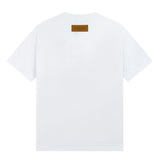 Close-up detail shot of Louis Vuitton cotton t-shirt with logo-detail design
