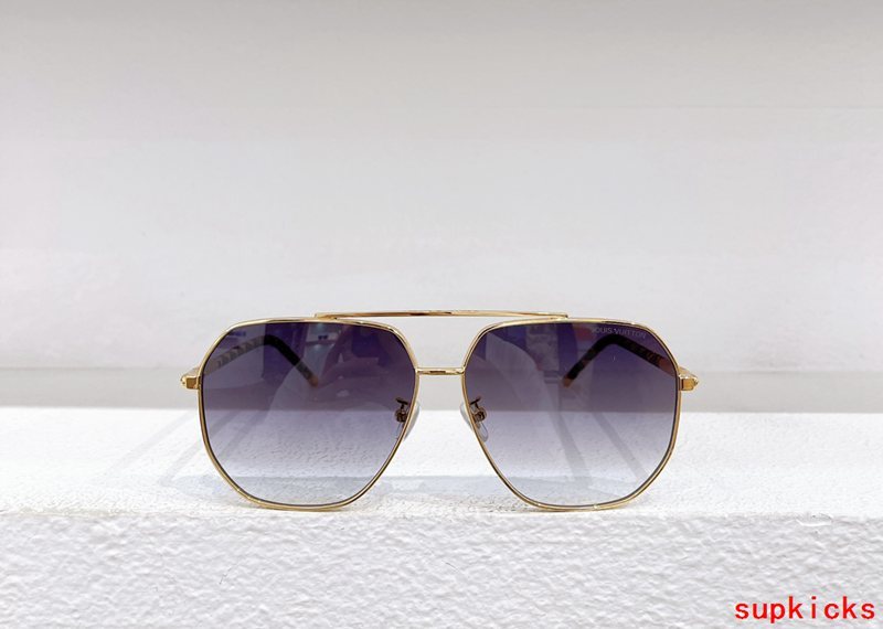 Close-up detail view of Louis Vuitton unisex sunglasses