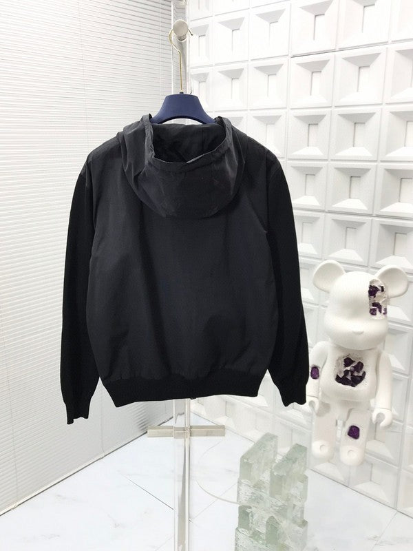 Side profile of Louis Vuitton luxury clothing with signature branding