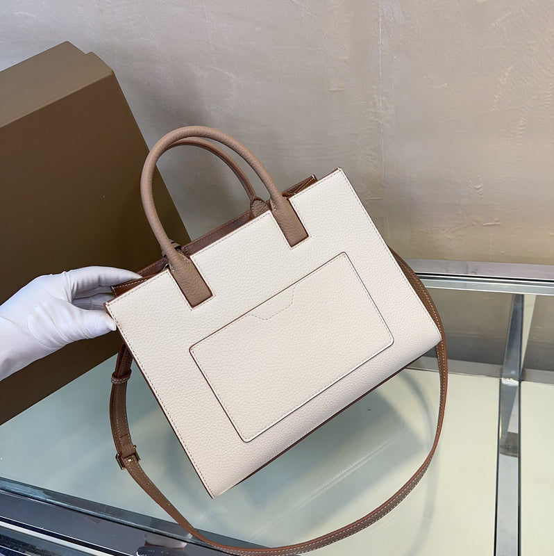 Refined Vegan Leather Handbag - Smooth Faux-Leather Exterior | Women's Premium Handbag #1092 - texture close-up (image 9) of designer-inspired handbag