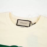 Close-up detail shot of Gucci luxury clothing with contemporary cut