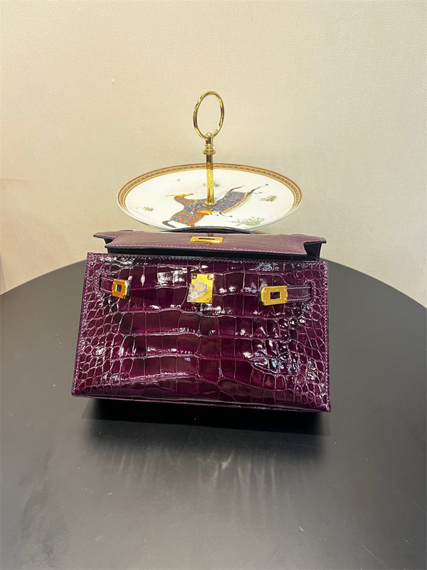 Side view of refined structured handbag