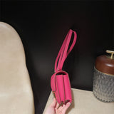 Side view of clean-lined structured handbag