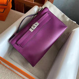 Side view of poised structured handbag