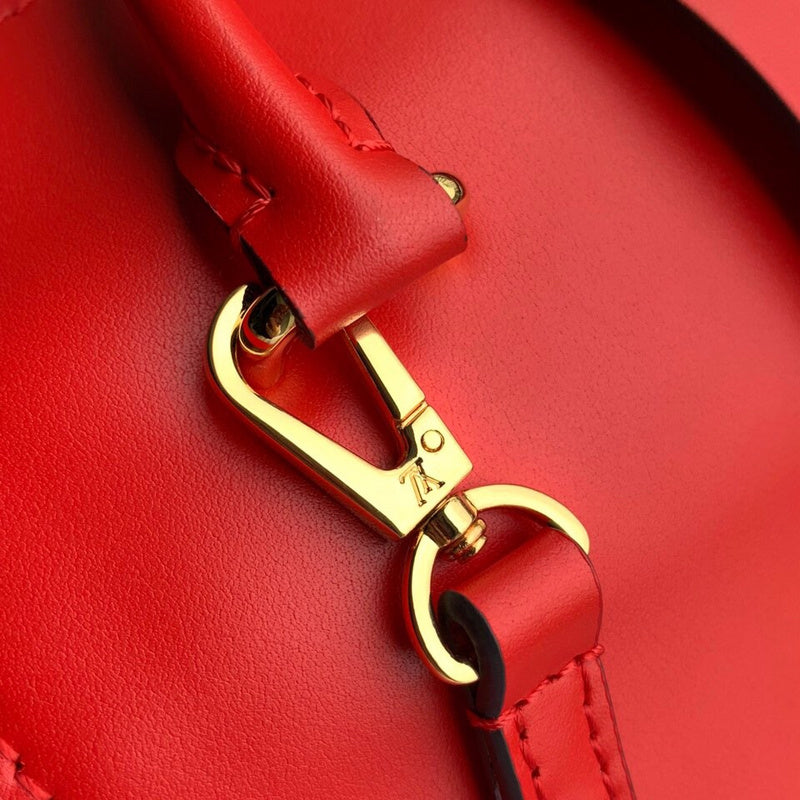 Back view of structured signature women's handbag – women's designer-style accessory