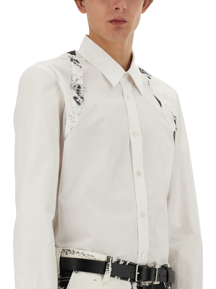 Close-up of Alexander McQueen blouses hardware and fine stitching