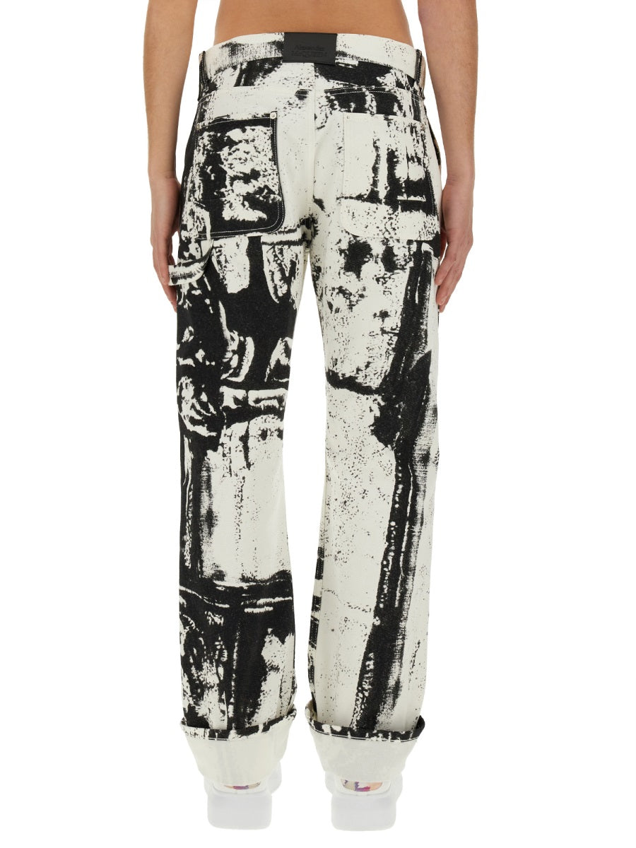 Alexander McQueen Jeans? Alexander Mcqueen Men Workwear Jeans With Fold Print Classic Everyday Designer Jeans