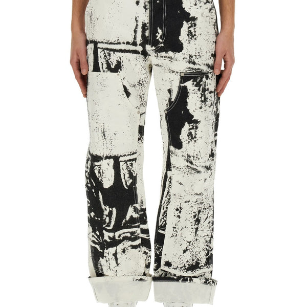 Alexander McQueen Jeans? Alexander Mcqueen Men Workwear Jeans With Fold Print Classic Everyday Designer Jeans