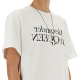 Close-up of Alexander McQueen tee shirts hardware and fine stitching