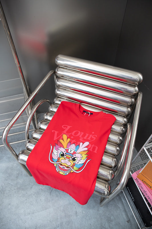 Close-up detail shot of Louis Vuitton cotton t-shirt with relaxed-fit cut