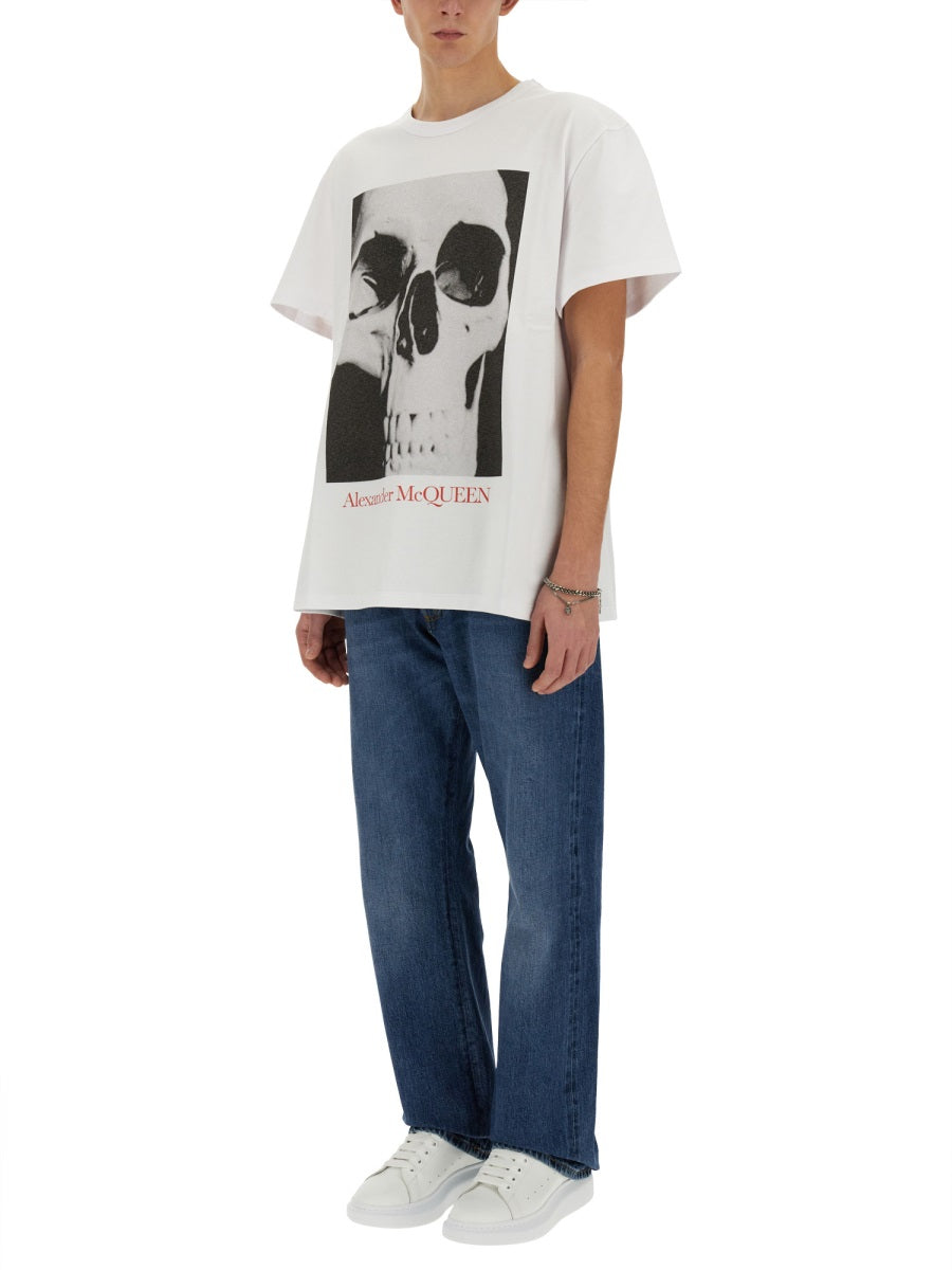 Alexander McQueen T-Shirts? Alexander Mcqueen Men Skull Print T-Shirt Premium Designer Cotton T-Shirt