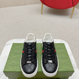Side profile of Gucci classic monochrome sneakers heritage-inspired look