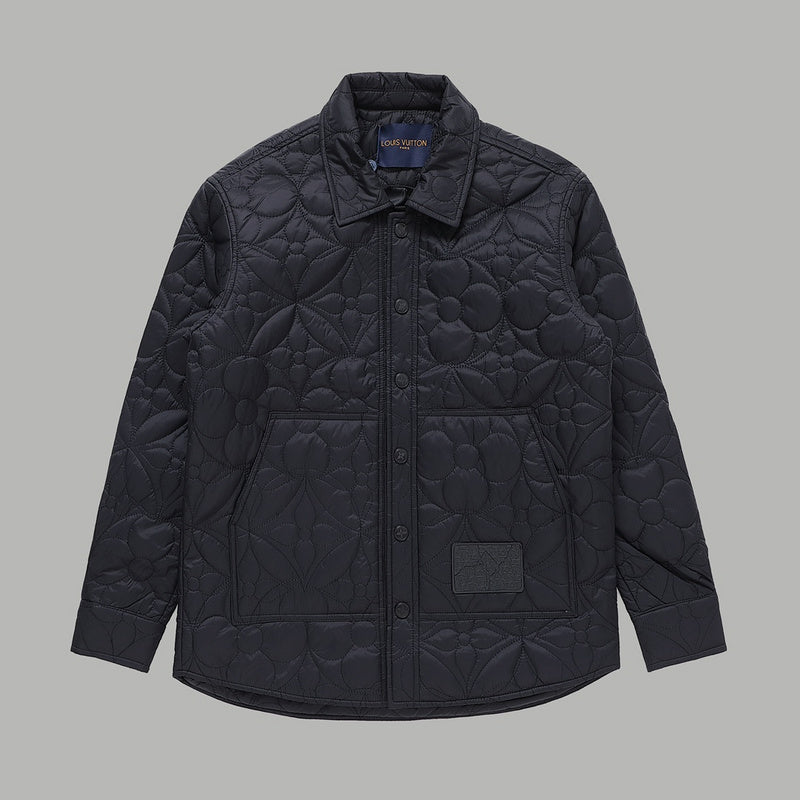 Back view of Louis Vuitton luxury clothing with monogram-inspired silhouette