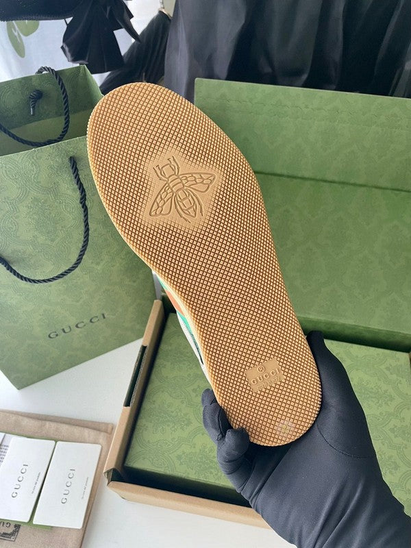 Gucci bold contrast luxury sneakers view 4 breathable knit upper