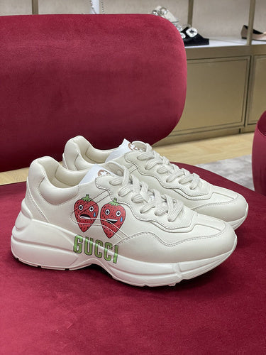 Gucci Fashion sneakers in soft grey bold athletic profile front view