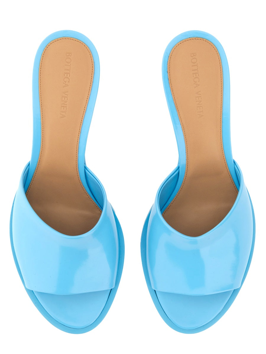 Close-up of Bottega Veneta pumps hardware and fine stitching