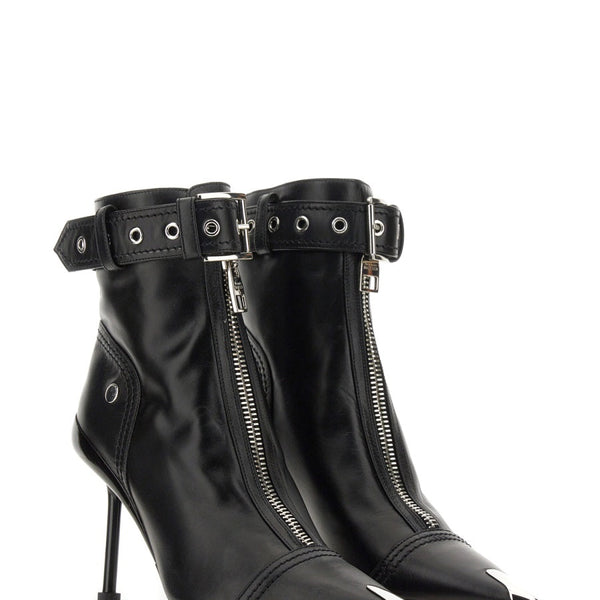 Close-up of Alexander McQueen boots & booties hardware and fine stitching