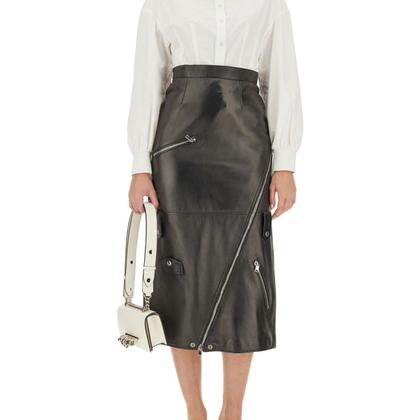 Alexander McQueen Skirts? Alexander Mcqueen Women Midi Skirt Elegant Designer Casual Skirt