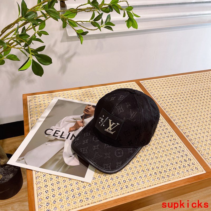 Close-up detail view of Louis Vuitton unisex cap