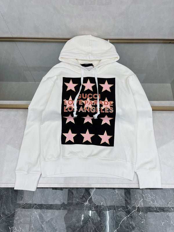 Front view of Gucci luxury clothing with logo-detail design