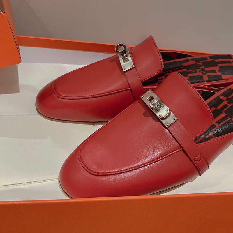 Hermès Red Slip-On Sneakers - Heel Detail View
