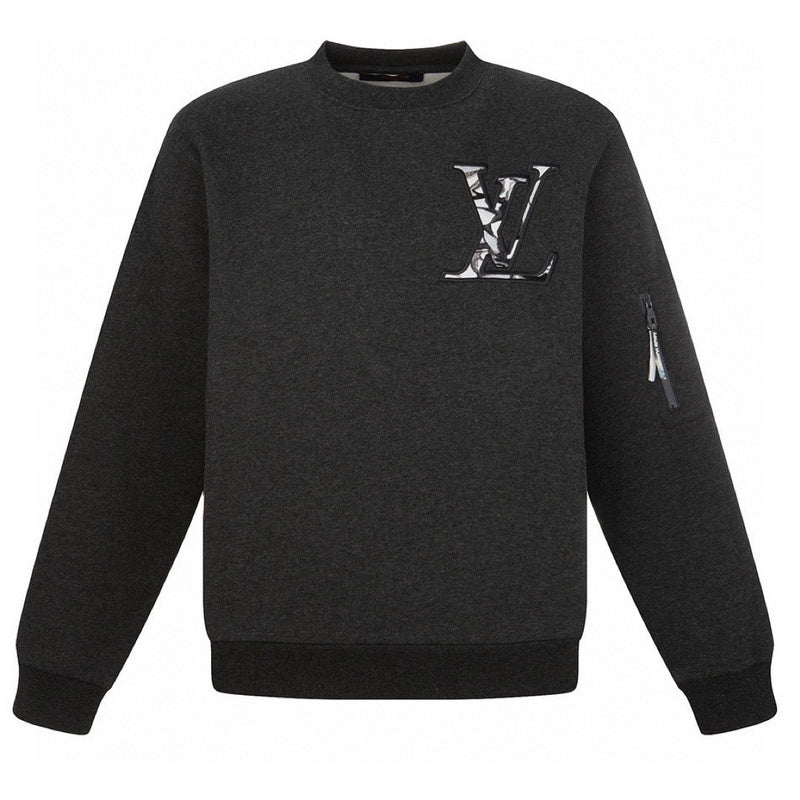Front view of Louis Vuitton luxury clothing with signature branding