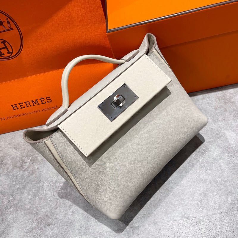 Side view of poised structured handbag