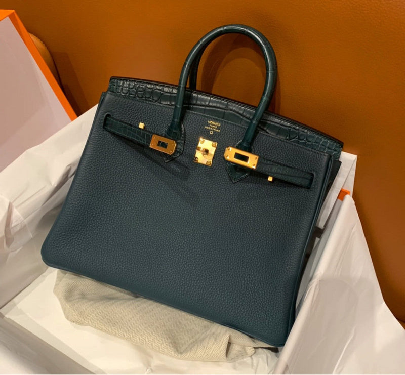 Side view of elegant structured handbag