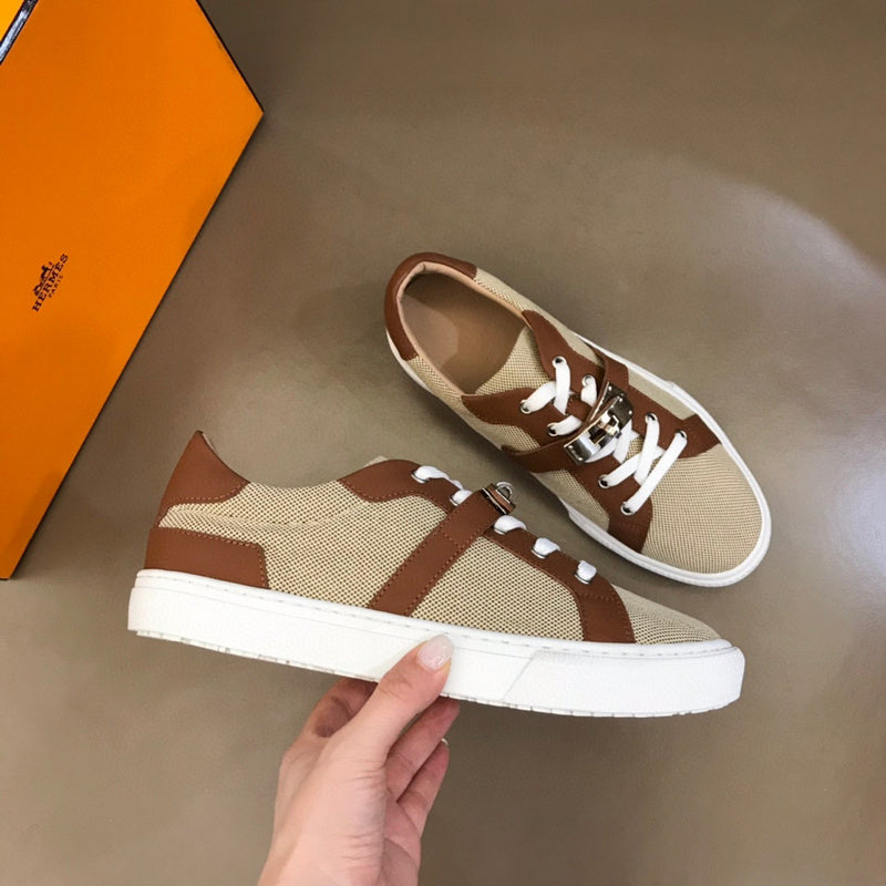 Hermès Nude Low-Top Sneakers - Close-Up Texture View