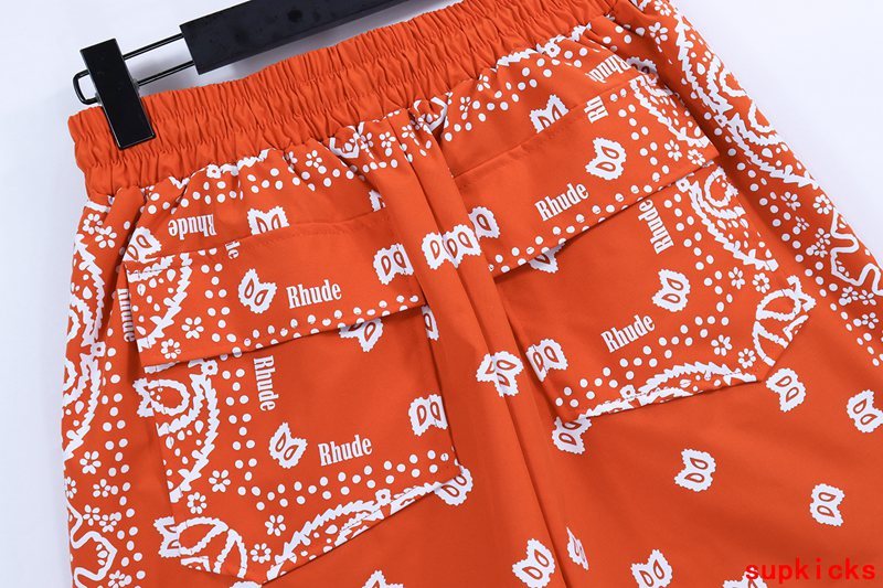 Back view of Rhude luxury clothing with monogram-inspired silhouette