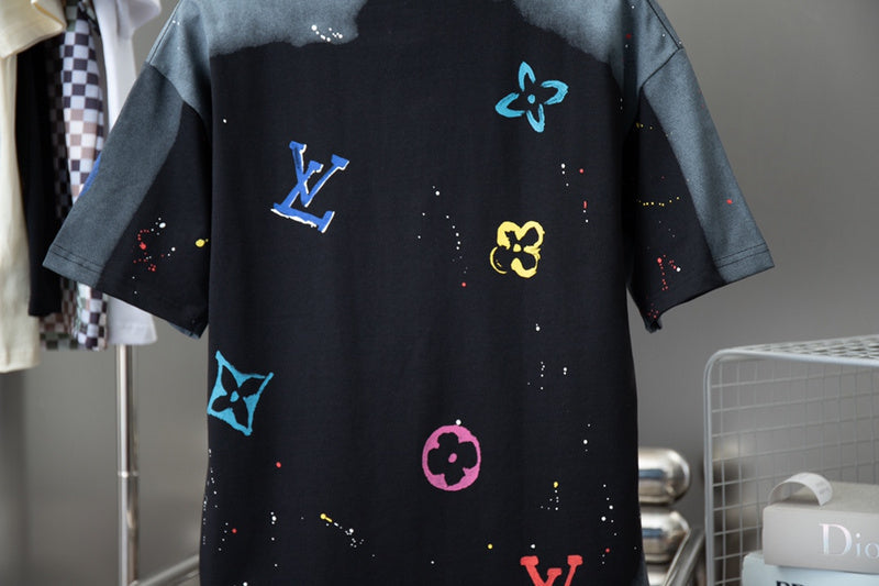 Flat lay presentation of Louis Vuitton cotton t-shirt with monogram-inspired silhouette