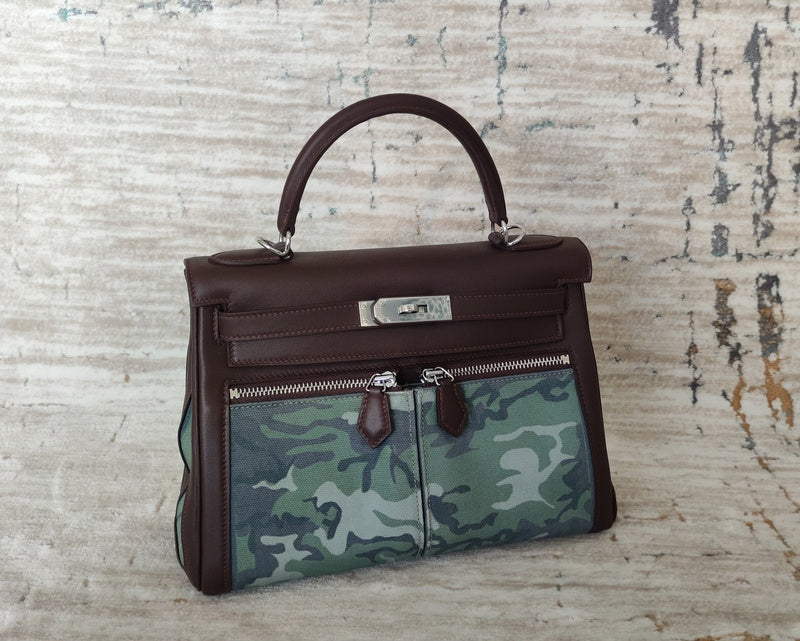 Side view of elegant structured handbag