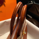 Side view of structured structured handbag