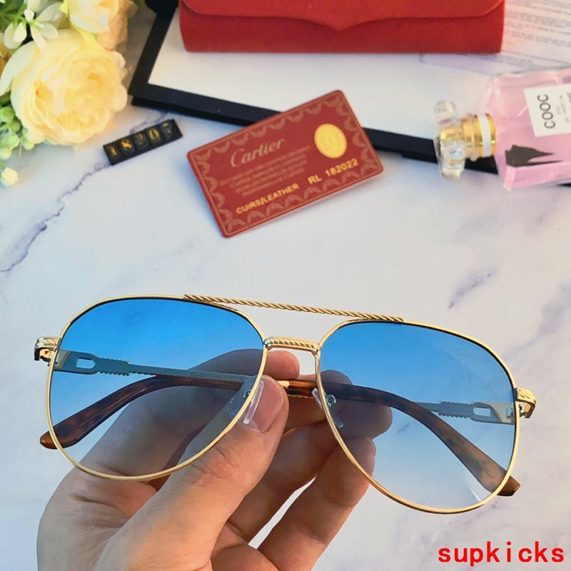 Close-up detail view of Cartier unisex sunglasses