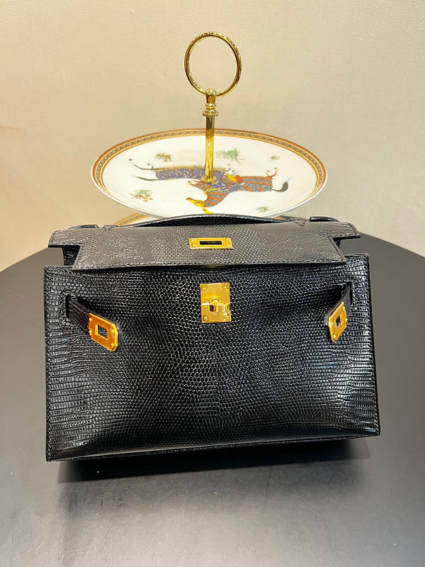 Side view of statement structured handbag