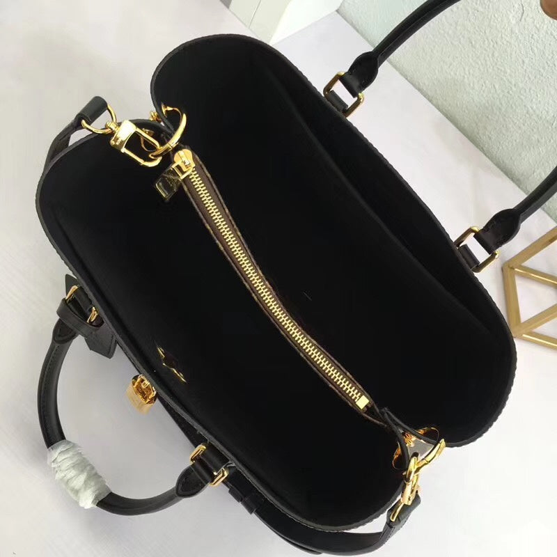 Back view of structured everyday-luxe women's handbag – women's luxury handbag