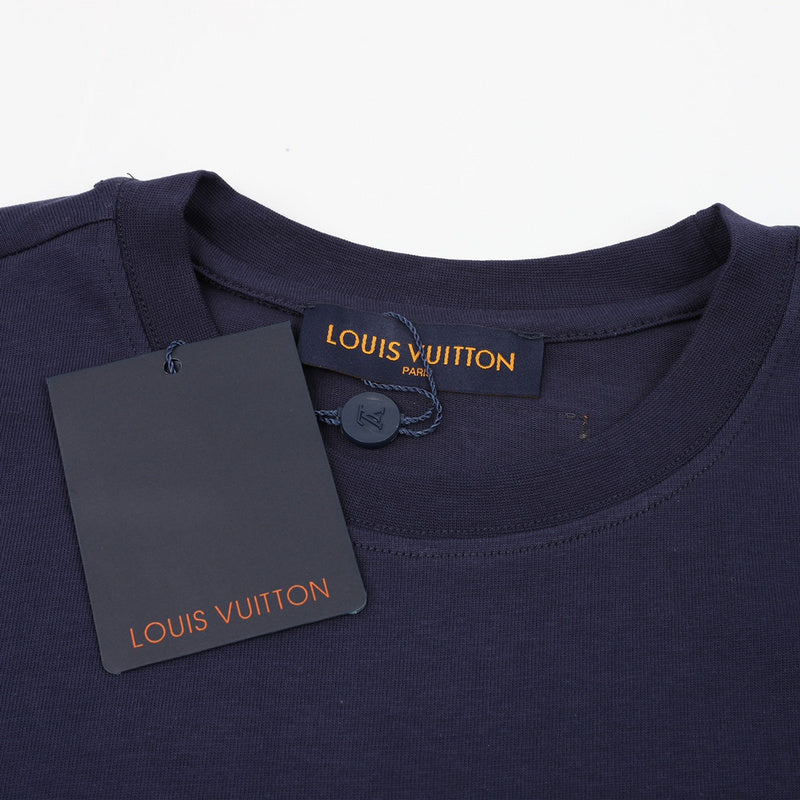 Close-up detail shot of Louis Vuitton cotton t-shirt with contemporary cut