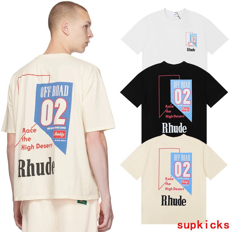 Back view of Rhude luxury clothing with monogram-inspired silhouette